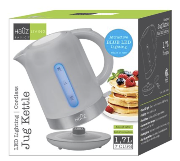 Hauz Cordless Kettle with LED Light – 1.7L ~ Gray